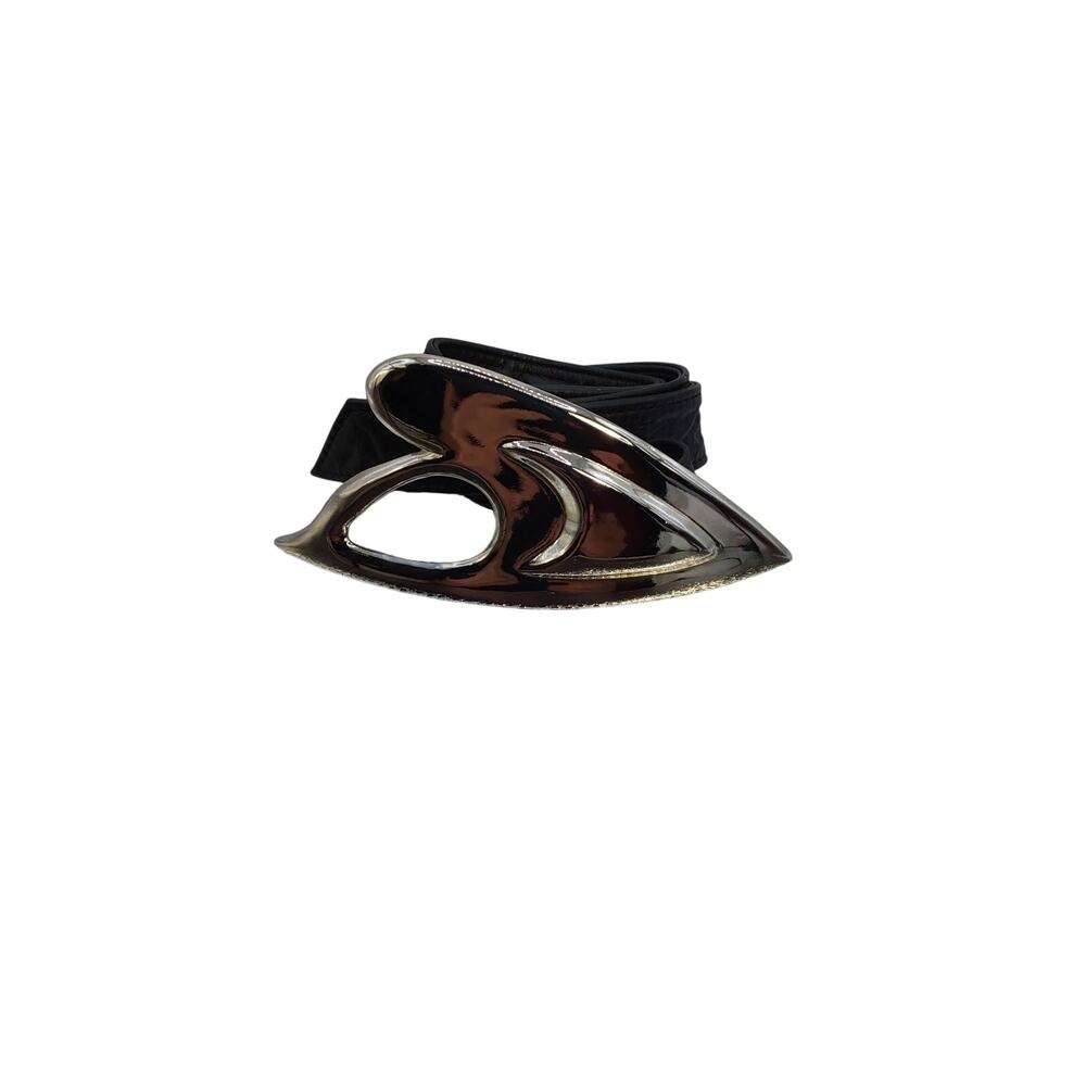 Apple Acc of New York Black With Silver Tone Buckle Belt Retro 41"